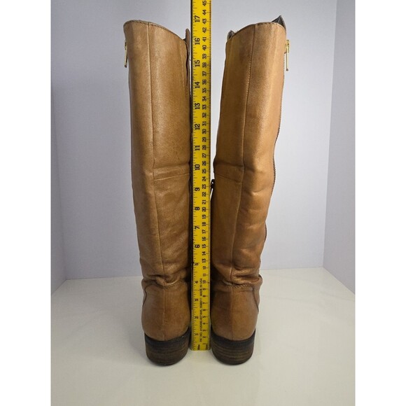 Steven Madden Light Brown Cognac Leather Riding Boots W Side Zip Sz 8.5 - Picture 6 of 14